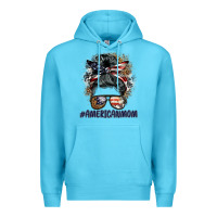 Ocean Blue americanmom messy bun Premium Hoodie - BarkalooDesign