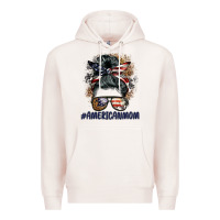 Pale Pink americanmom messy bun Premium Hoodie - BarkalooDesign