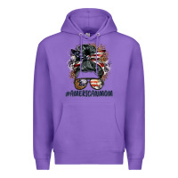 Purple americanmom messy bun Premium Hoodie - BarkalooDesign