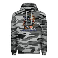 Slate Camo americanmom messy bun Premium Hoodie - BarkalooDesign