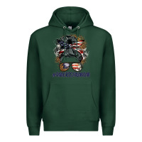 Sports Green americanmom messy bun Premium Hoodie - BarkalooDesign