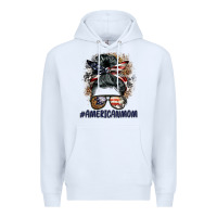 White americanmom messy bun Premium Hoodie - BarkalooDesign