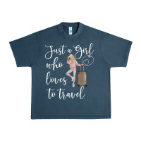 Midnight Navy just a girl who loves to travel traveling women nomad t shirt Urban Heavy Tee - baoMotion