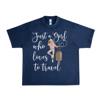 Navy just a girl who loves to travel traveling women nomad t shirt Urban Heavy Tee - baoMotion