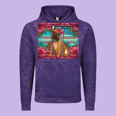 French Bulldog Floral Vintage Hoodie Designed By Artiststas