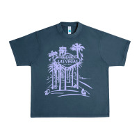 Midnight Navy las vegas strip retro famous sign nevada traveler souvenir t shirt Urban Heavy Tee - baoMotion