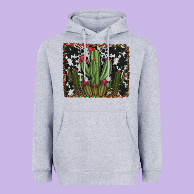 Aztec Cowhide Cacti Heavyweight Hoodie Designed By Ranaportraitstore