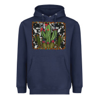 Navy aztec cowhide cacti Heavyweight Hoodie - RanaPortraitStore