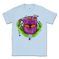 Dusty Blue Halloween Coffee Cup With Hands Classic Tee - FaDigitalArtStudio