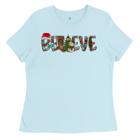 Baby Blue Believe Christmas Ladies Tee - CowhideDigitalArt