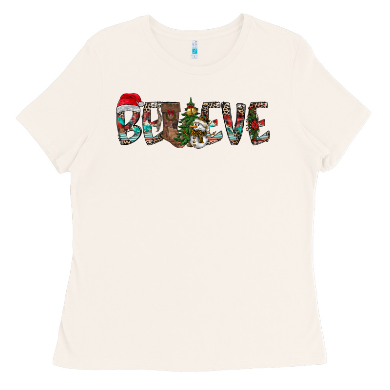 Believe Christmas Ladies Tee by CowhideDigitalArt | Teevron