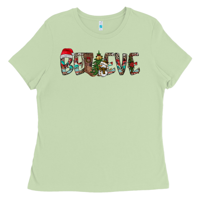 Believe Christmas Ladies Tee by CowhideDigitalArt | Teevron