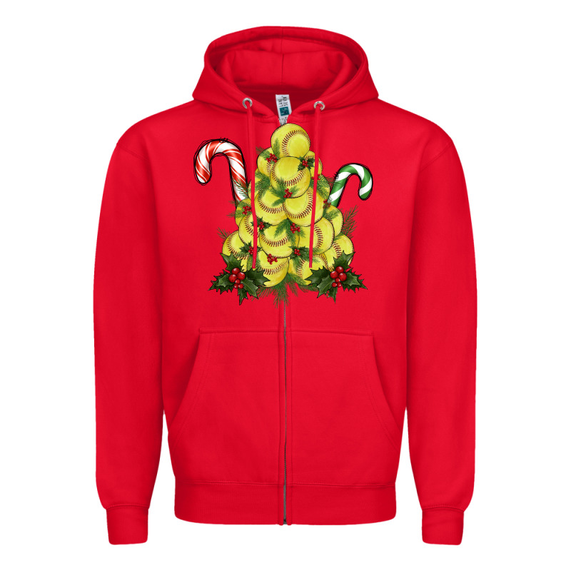 Softball Christmas Tree Zipper Hoodie by RanaPortraitStore | Teevron