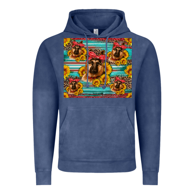 German Shepherd With Sunflowers Vintage Hoodie by Artiststas | Teevron
