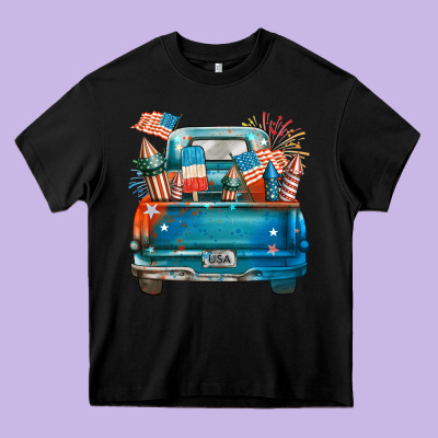 Customize Usa Truck Heavy Core Tee Designed By Fadigitalartstudio