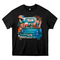 Black Customize USA truck Heavy Core Tee - FaDigitalArtStudio