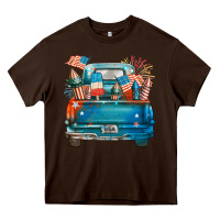 Chocolate Brown Customize USA truck Heavy Core Tee - FaDigitalArtStudio