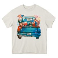 Cream Customize USA truck Heavy Core Tee - FaDigitalArtStudio