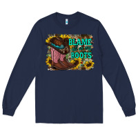 Navy blame all on my roots Long Sleeve Tee - RacoonDesign
