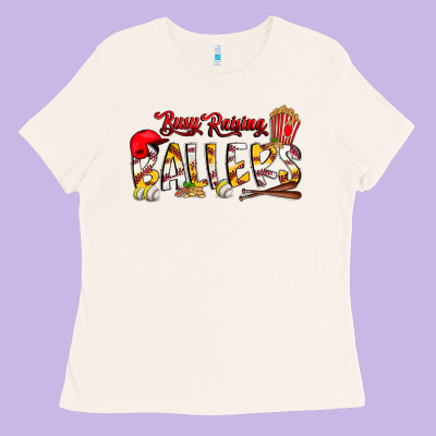 Busy Raising Ballers Ladies Tee Designed By Cowhidedigitalart