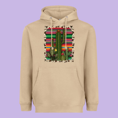 Serape Cowhide Cacti Heavyweight Hoodie Designed By Ranaportraitstore