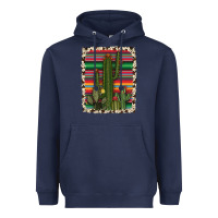 Navy serape cowhide cacti Heavyweight Hoodie - RanaPortraitStore
