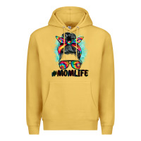 Antique Gold tie dye momlife messy bun Premium Hoodie - BarkalooDesign