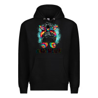 Black tie dye momlife messy bun Premium Hoodie - BarkalooDesign
