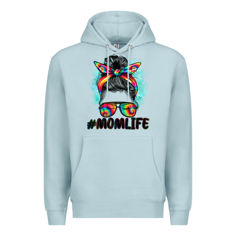 Tie Dye Momlife Messy Bun Premium Hoodie by BarkalooDesign | Teevron