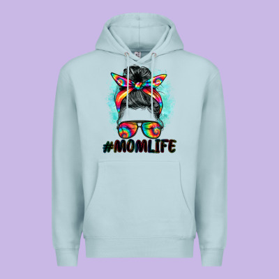 Tie Dye Momlife Messy Bun Premium Hoodie Designed By Barkaloodesign