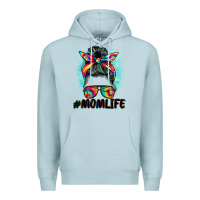 Blue Mist tie dye momlife messy bun Premium Hoodie - BarkalooDesign