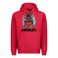 Cardinal tie dye momlife messy bun Premium Hoodie - BarkalooDesign