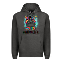 Charcoal Heather tie dye momlife messy bun Premium Hoodie - BarkalooDesign