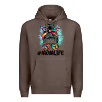 Coffee tie dye momlife messy bun Premium Hoodie - BarkalooDesign