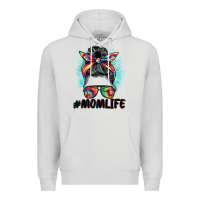 Dove Grey tie dye momlife messy bun Premium Hoodie - BarkalooDesign
