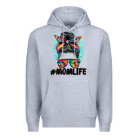 Heather Grey tie dye momlife messy bun Premium Hoodie - BarkalooDesign