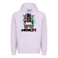 Lilac tie dye momlife messy bun Premium Hoodie - BarkalooDesign