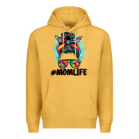 Mustard tie dye momlife messy bun Premium Hoodie - BarkalooDesign