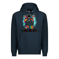 Navy tie dye momlife messy bun Premium Hoodie - BarkalooDesign