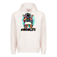 Pale Pink tie dye momlife messy bun Premium Hoodie - BarkalooDesign