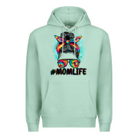 Seafoam tie dye momlife messy bun Premium Hoodie - BarkalooDesign