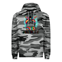 Slate Camo tie dye momlife messy bun Premium Hoodie - BarkalooDesign