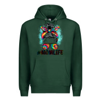 Sports Green tie dye momlife messy bun Premium Hoodie - BarkalooDesign