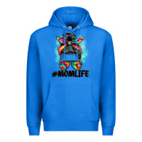 True Royal tie dye momlife messy bun Premium Hoodie - BarkalooDesign