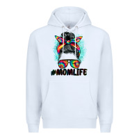 White tie dye momlife messy bun Premium Hoodie - BarkalooDesign