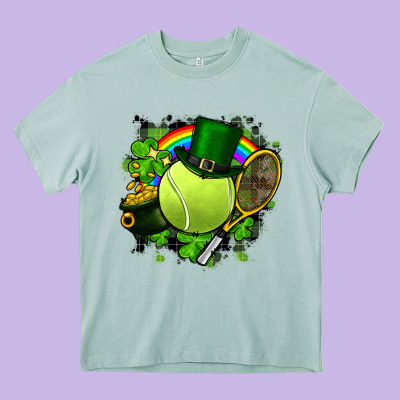 St. Patrick's Day Tennis Heavy Core Tee Designed By Fadigitalartstudio