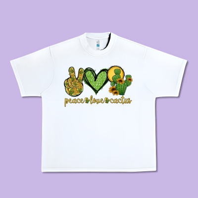 Peace Love Cactus Urban Heavy Tee Designed By Jasminsmagicworld