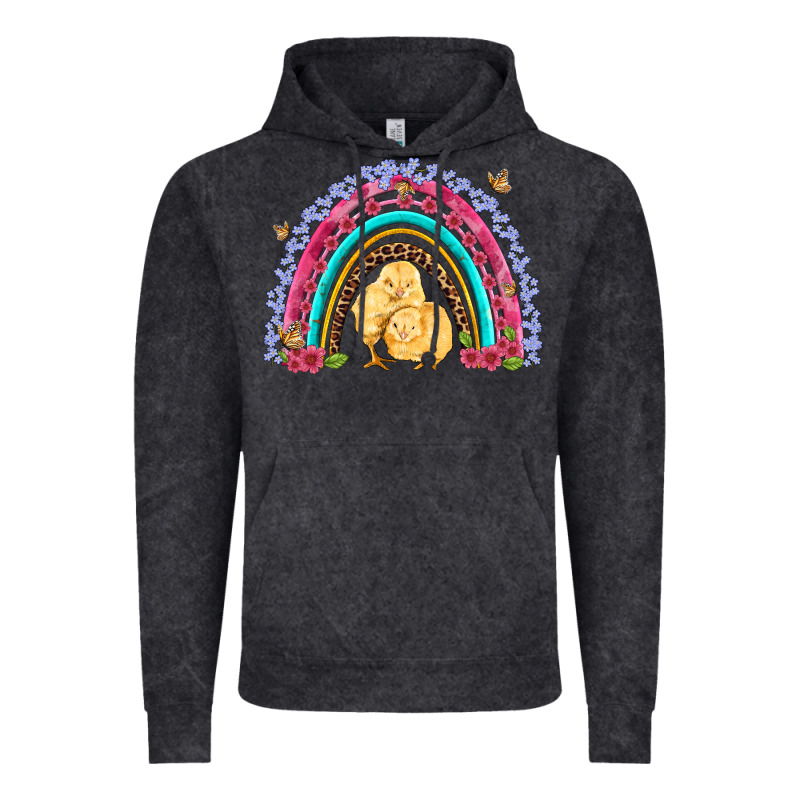 Easter Flowers And Butterfly With Chicks Rainbow Vintage Hoodie by Artiststas | Teevron