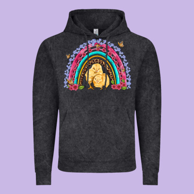 Easter Flowers And Butterfly With Chicks Rainbow Vintage Hoodie Designed By Artiststas
