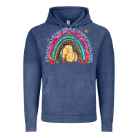 Vintage Denim easter flowers and butterfly with chicks rainbow Vintage Hoodie - Artiststas